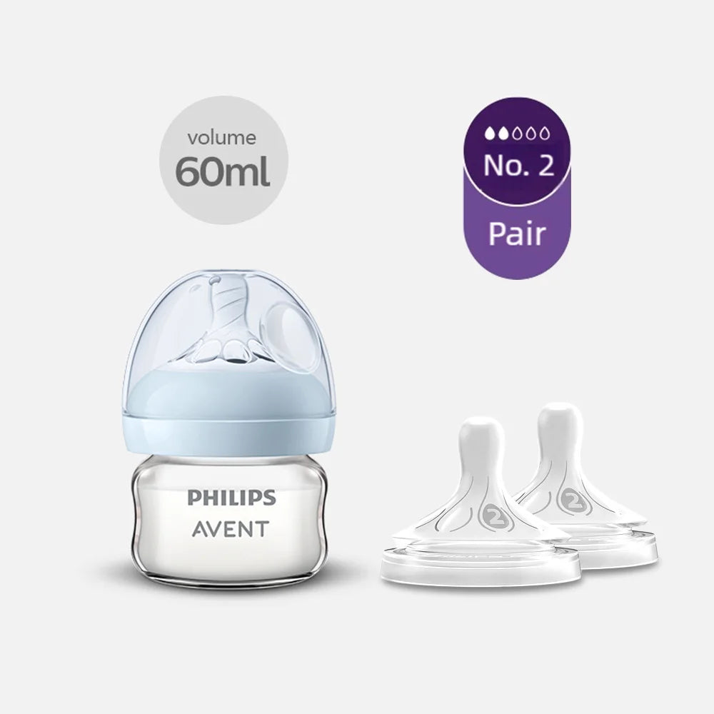 Biberón de Vidrio Philips Avent (125 ml/160 ml) | Borosilicato Puro, Calibre Ancho y Sistema Air Flex