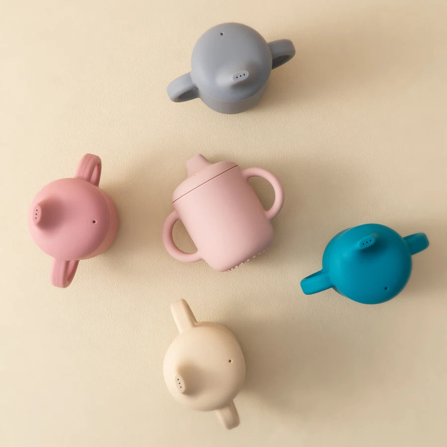 Taza de silicona con doble asa con tapa