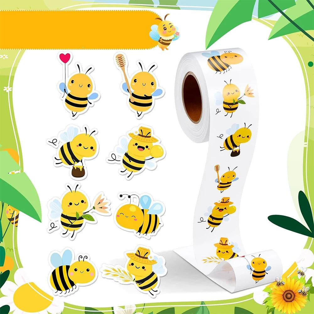 Rollo de 500 Pegatinas de Abejas: Recompensas y Decoración Adorable