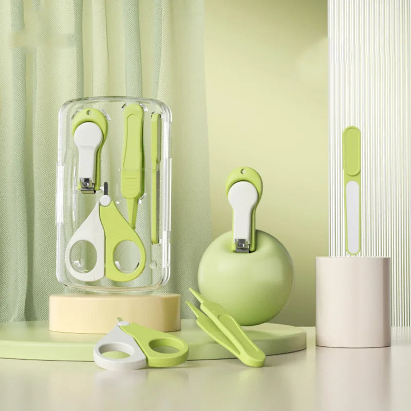 Set de 4 piezas Cuidado de Uñas para Bebé | Cortaúñas de Acero Inoxidable, Cóncavo y Seguro