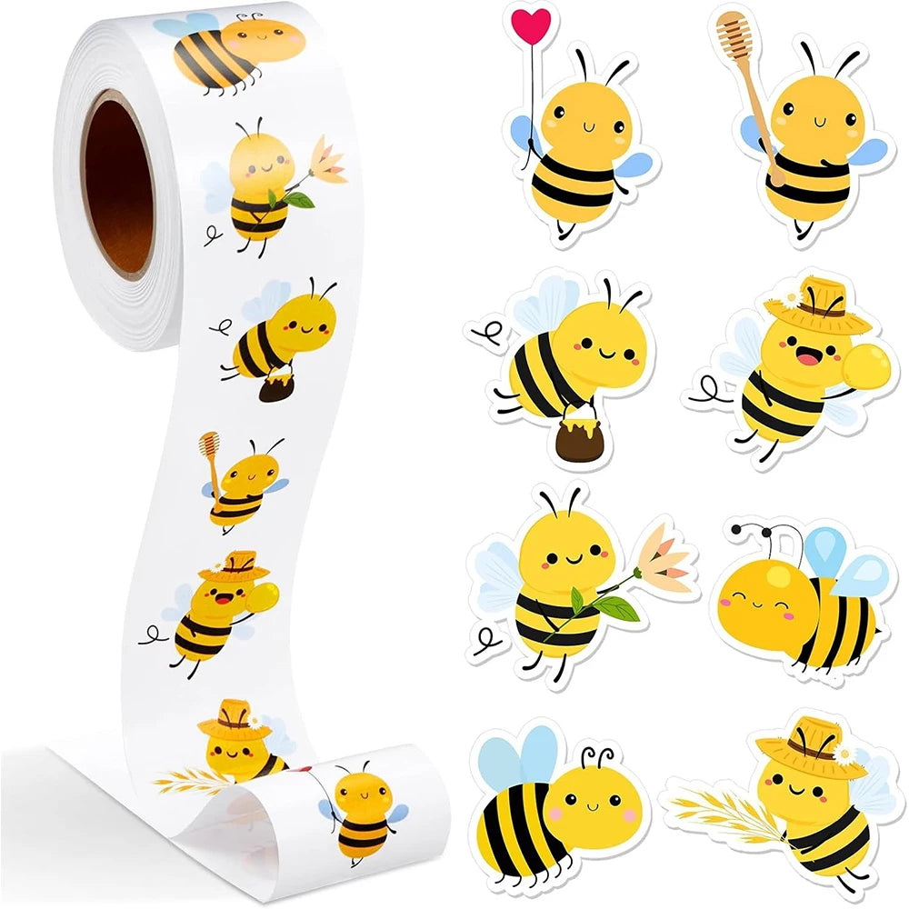 Rollo de 500 Pegatinas de Abejas: Recompensas y Decoración Adorable