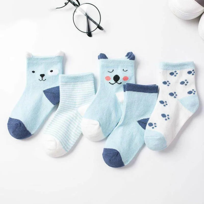 Set de 5 Pares de Calcetines divertidos - Algodón Suave (0-6 Años)