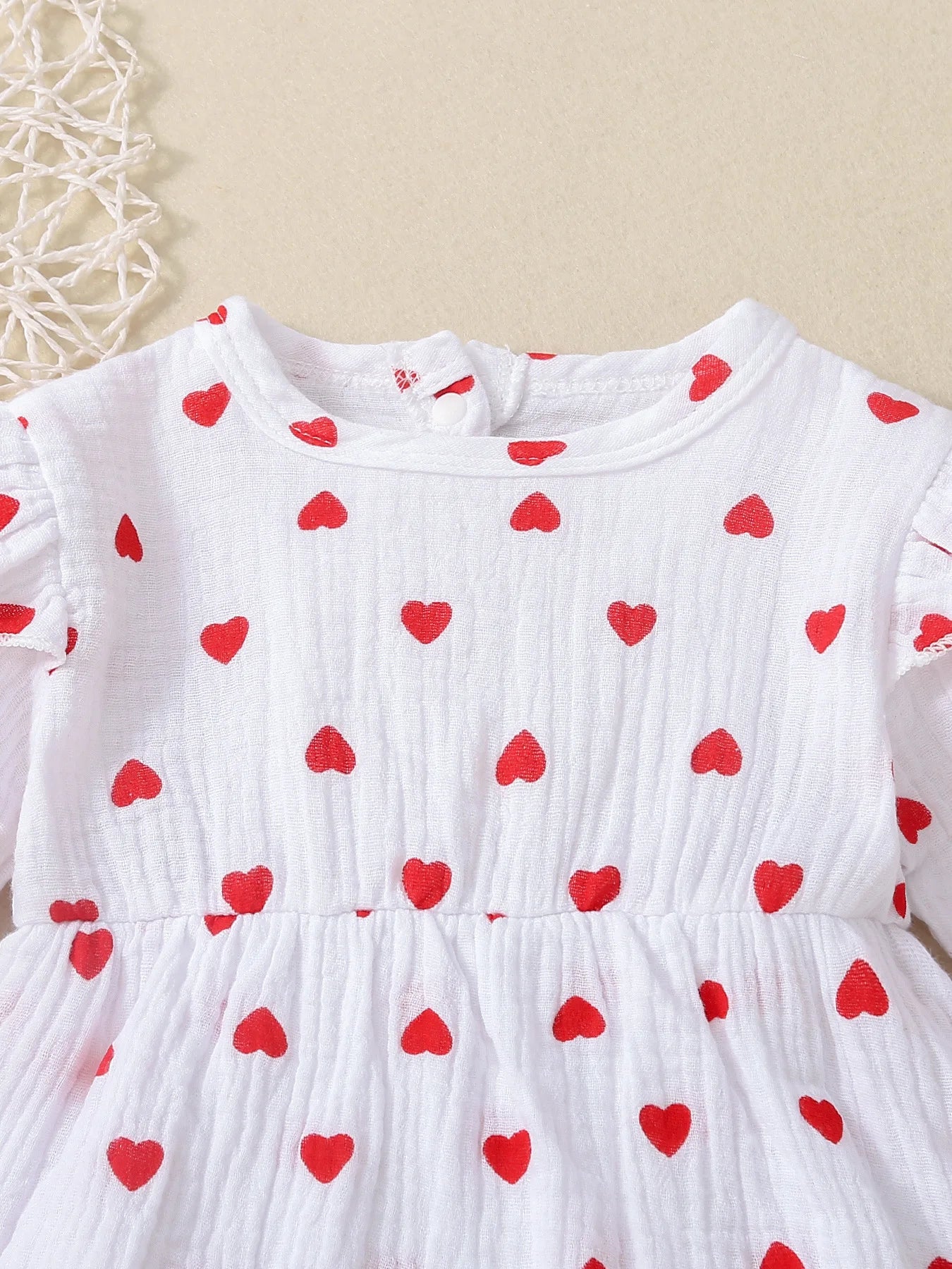 Vestido de Cuello Redondo con Corazones | Ocasiones Especiales y San Valentín (0-24M)