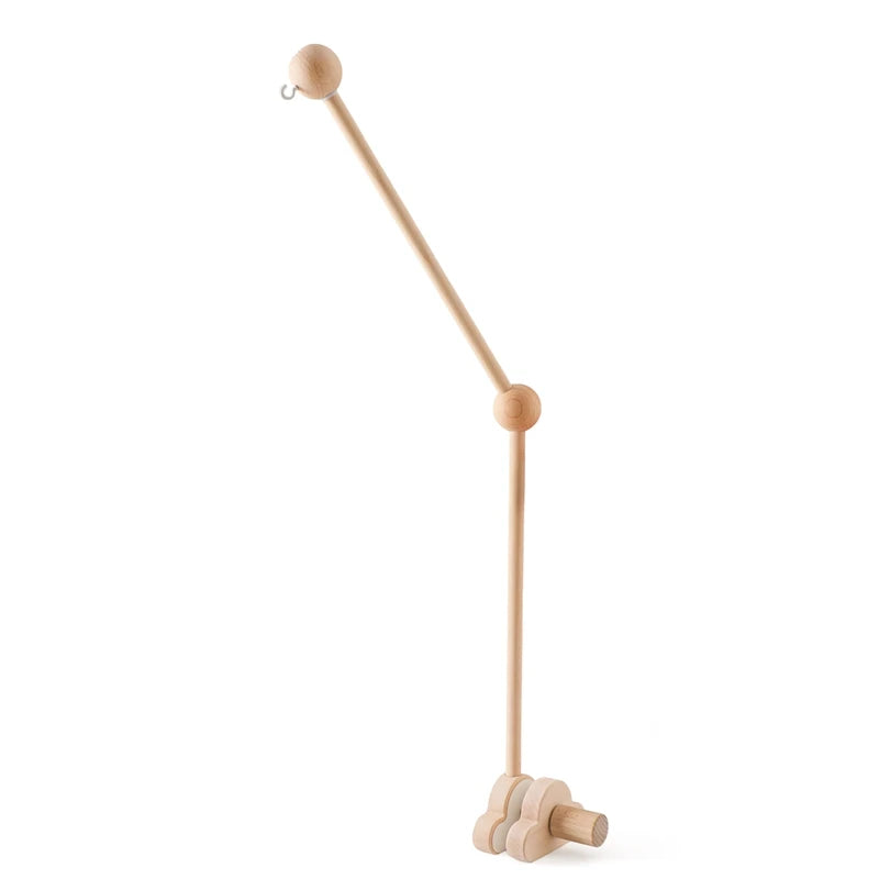 Móvil de Cuna 360° de Madera y Felpa | Estimulación Temprana | Oso Rosa, Conejo Café y Estrellas