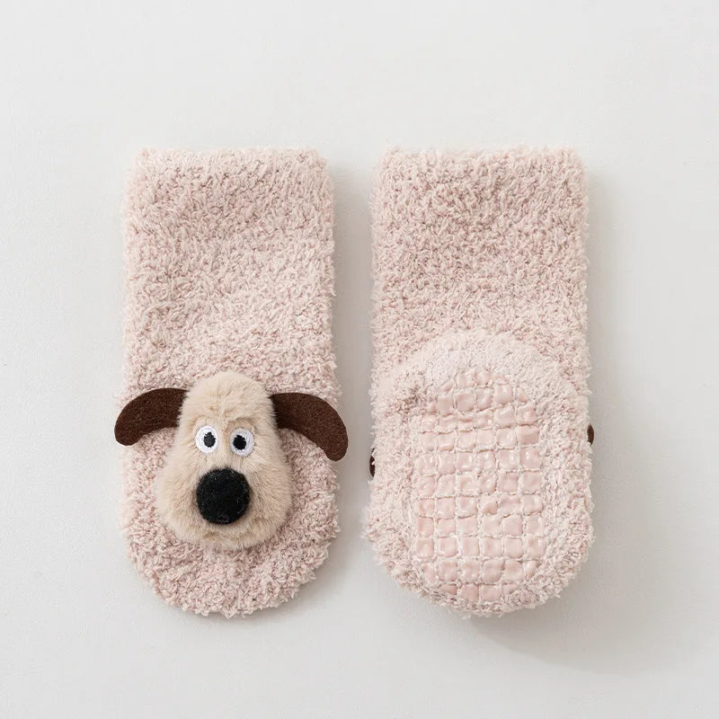 Calcetines de Invierno Cálidos y Antideslizantes para Bebé (Perrito Tridimensional)