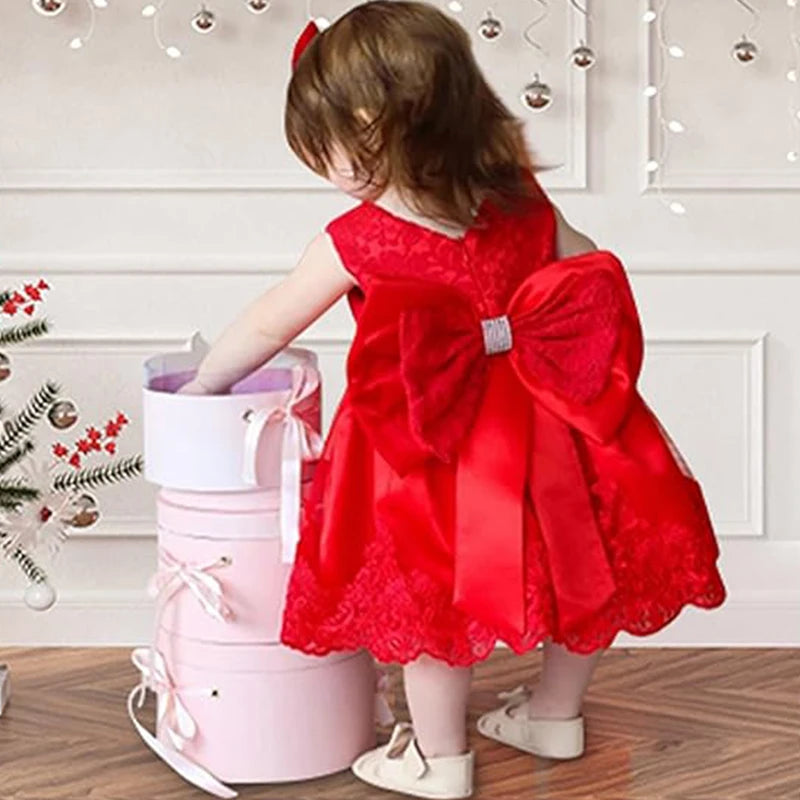 Vestido de Princesa Rojo para Bebé:  Navidad y Fiesta