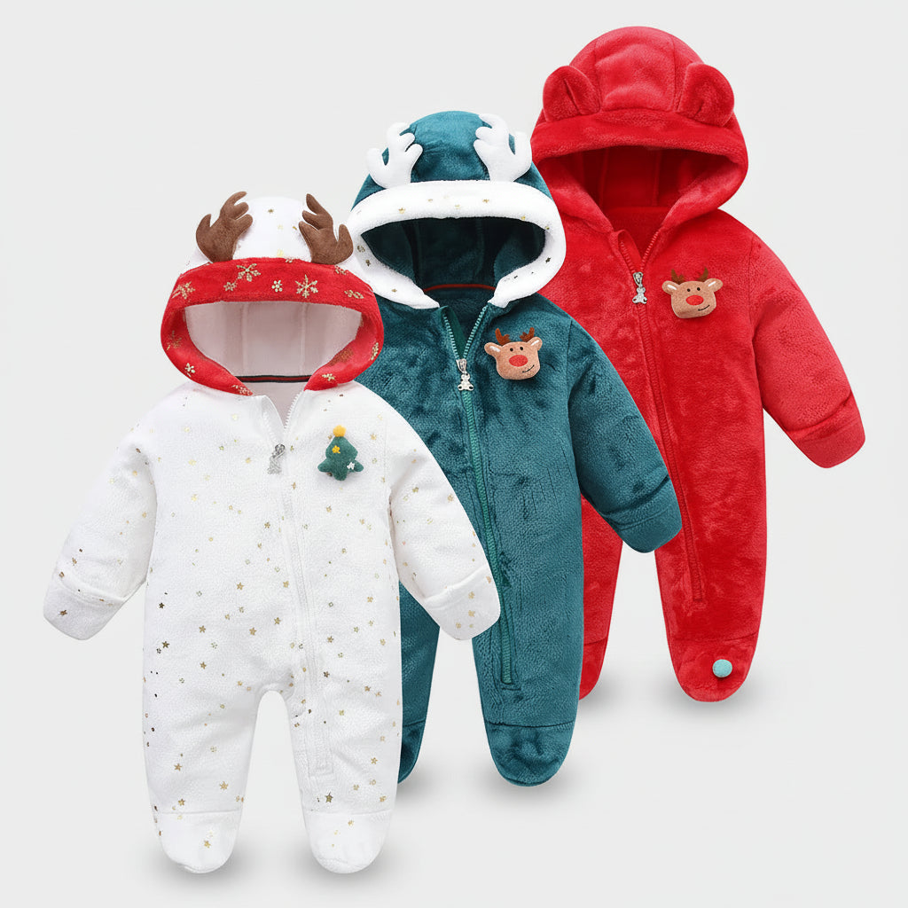 Mameluco Navideño con Capucha: Calidez Festiva y Franela Suave