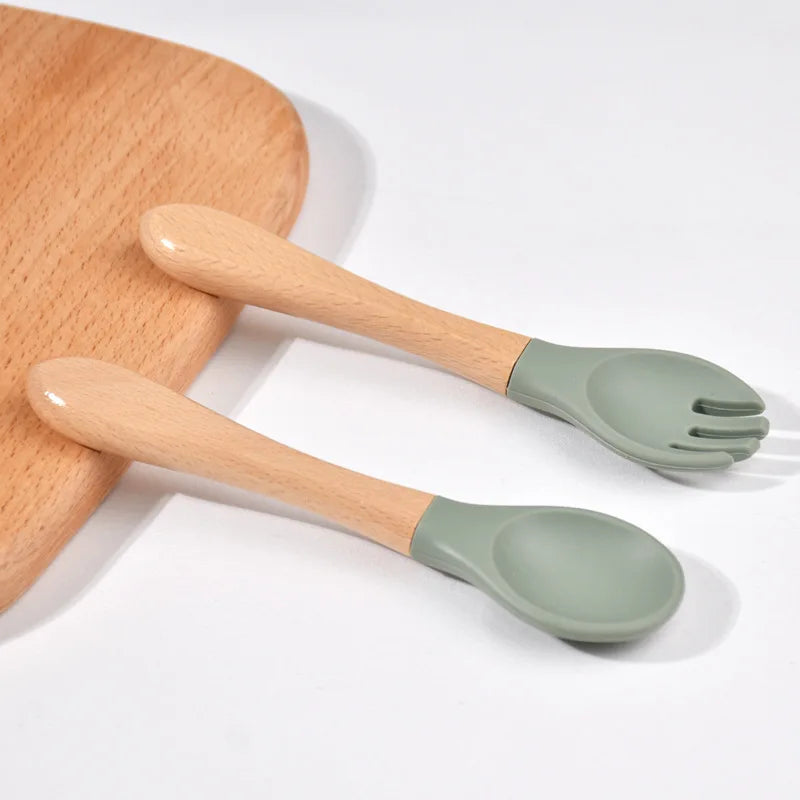 Set de Cubiertos de Entrenamiento – Silicona y Madera