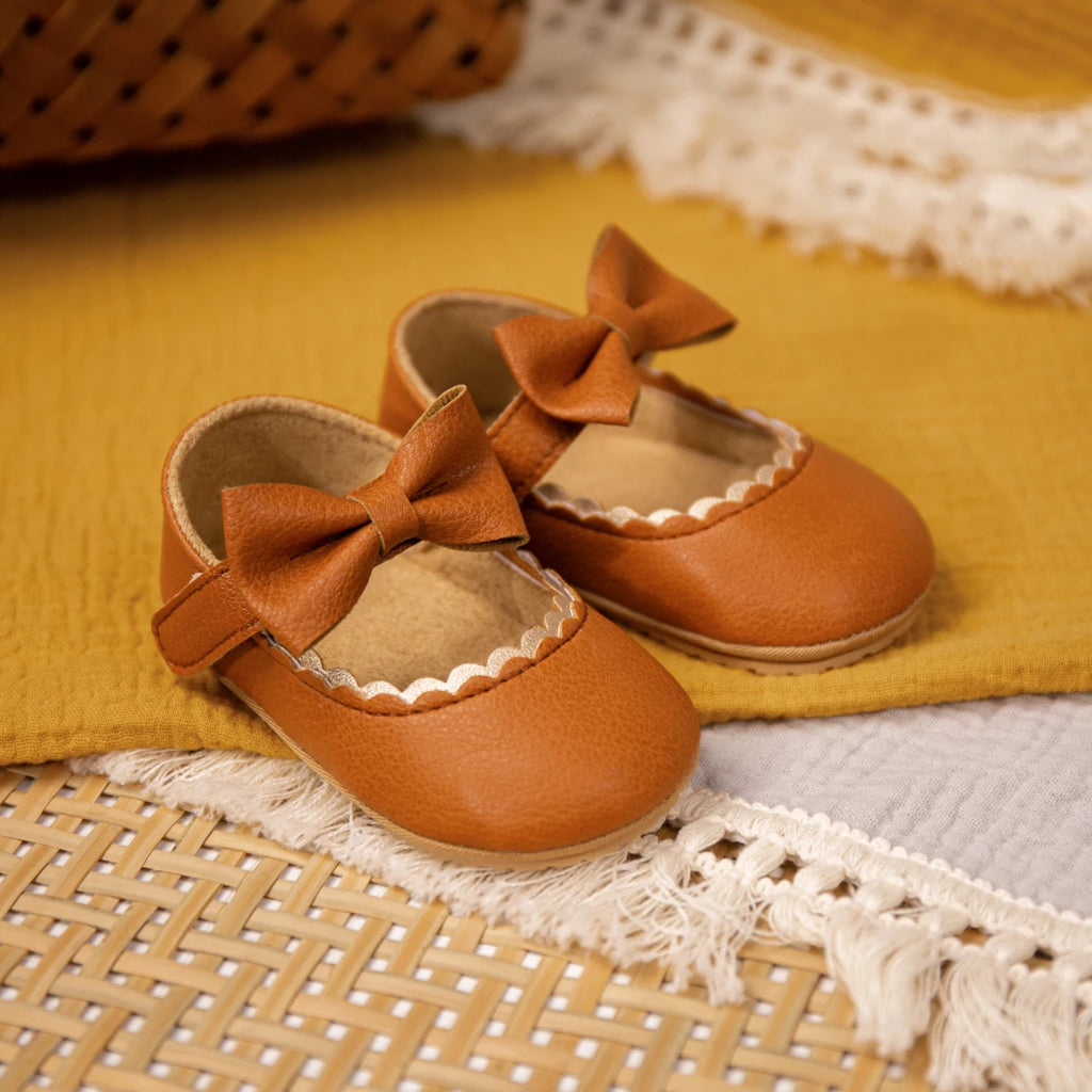 Zapatos Retro de Princesa con Moño - Suela Suave Antideslizante para Primeros Pasos
