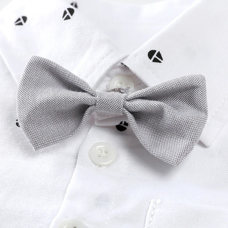 Conjunto de Caballero para Bebé Niño: Mameluco Corto, Pantalón de tirantes y Gorro (0-3T)