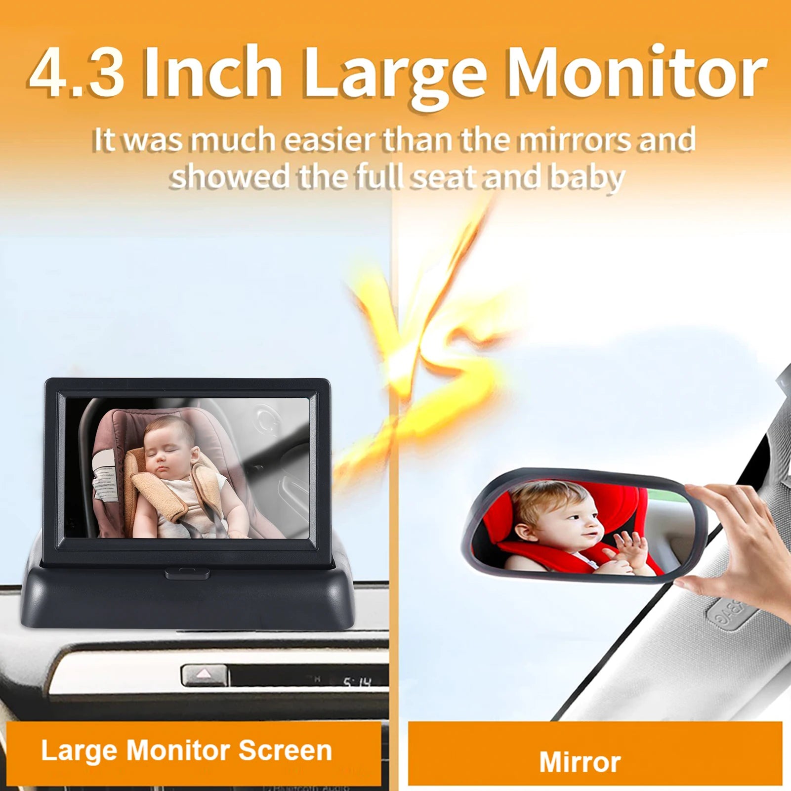 Monitor de bebé 1080p para vehículo.