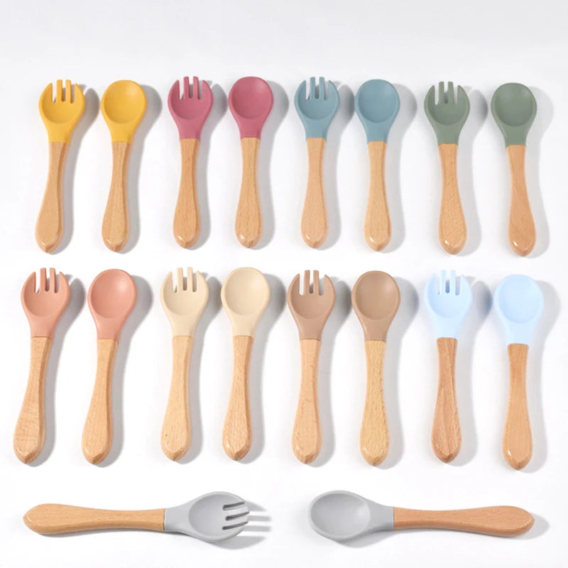 Set de Cubiertos de Entrenamiento – Silicona y Madera