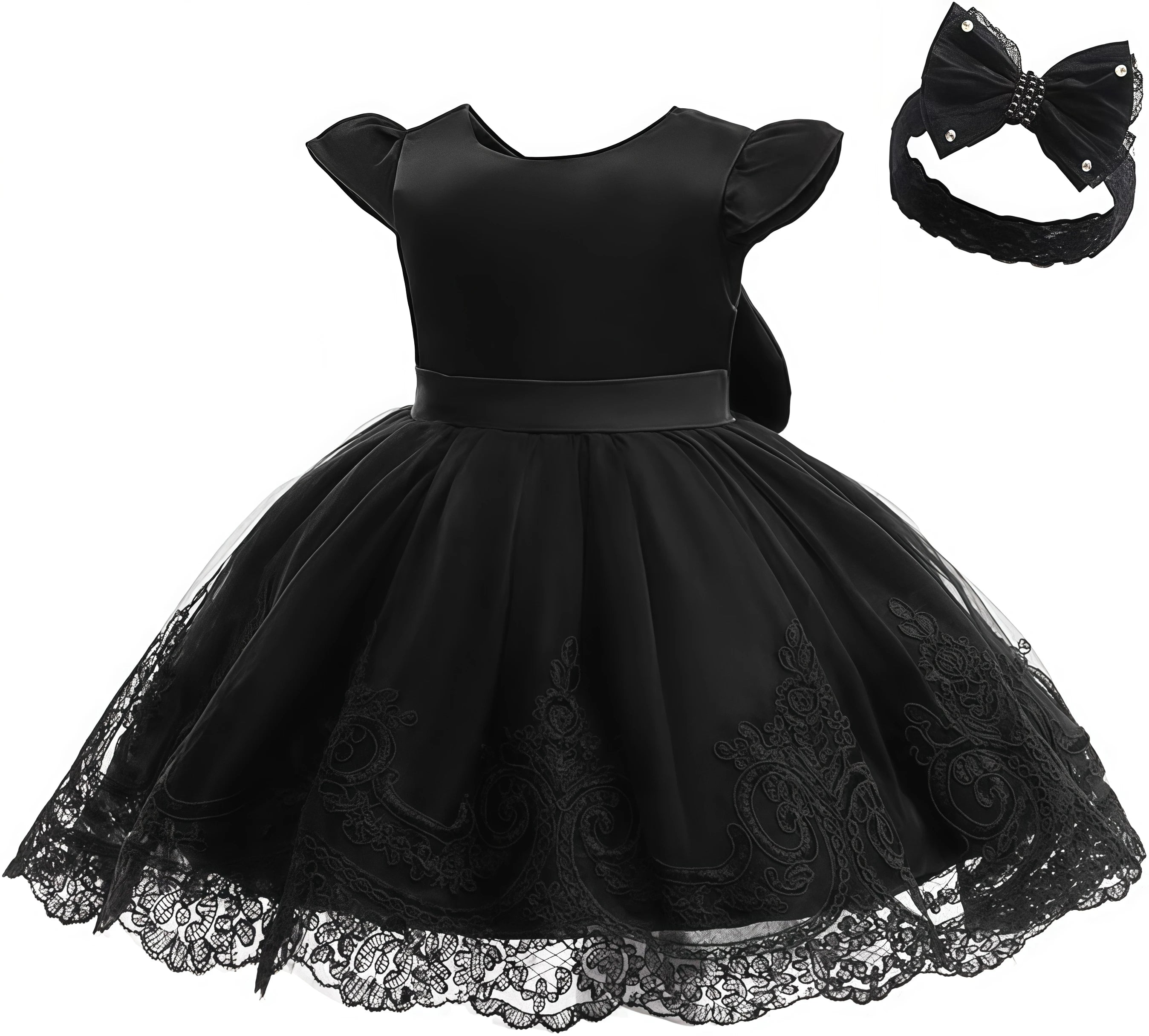 Vestido de Gala de Encaje y Tul para Bebé Niña: Bautizo y fiesta (0-2 Años)