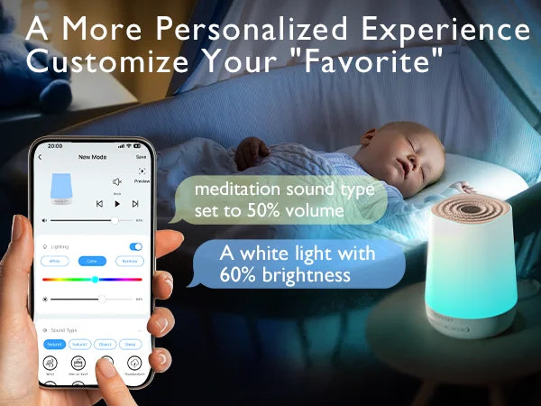 Máquina de Ruido Momcozy Smart | 34 Sonidos, Luz Nocturna RGB y Control Remoto por Aplicación (Wi-Fi)