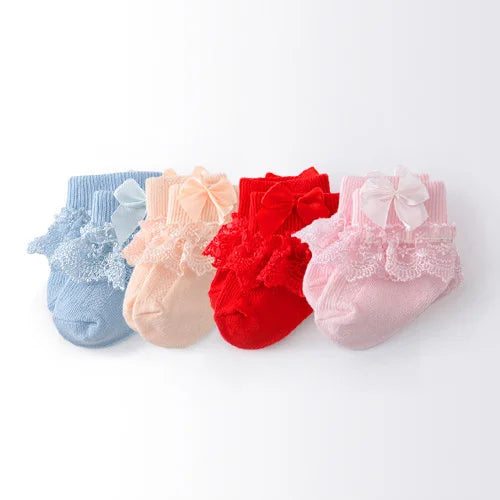 Calcetines de Encaje y Moño 4 pares (0-24M)