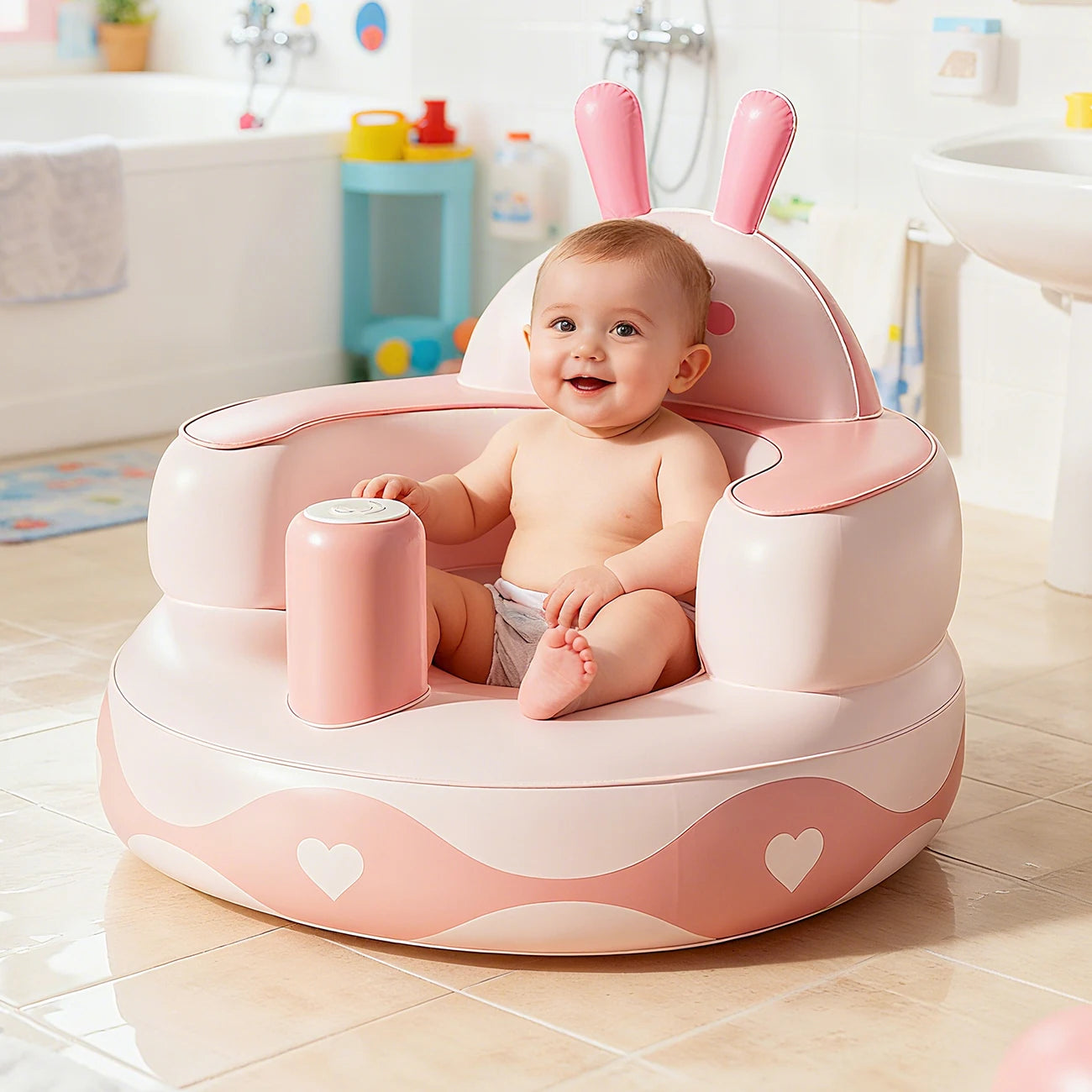 Asiento Inflable de Piso para Bebé: Portátil, Ecológico y Versátil (3 Meses en Adelante)