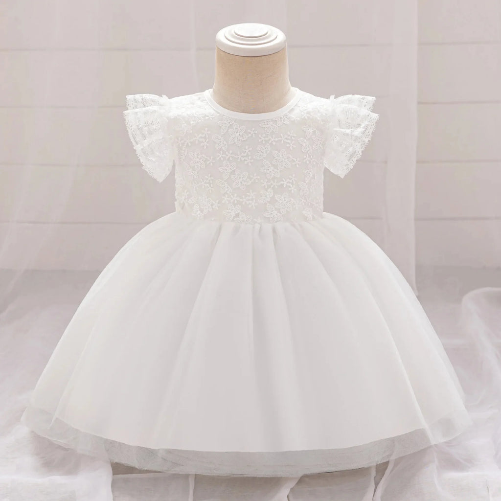 Vestido de Fiesta para Bebé: Falda de Malla con Mangas de Vuelo (3-24m)