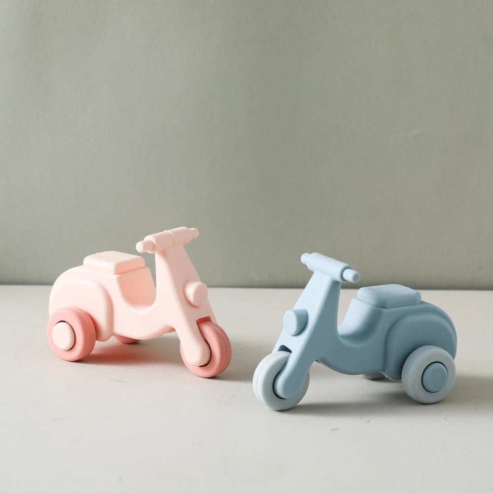 Coche de Juguete Montessori de Silicona | 2-en-1 Mordedera y Juguete Educativo