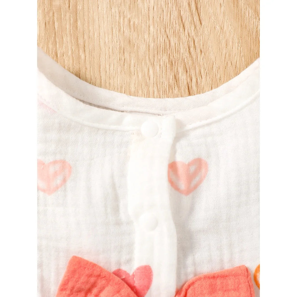 Conjunto de Vestido y Gorro de Verano: Frescura y Amor para Bebé Niña (0-9M)