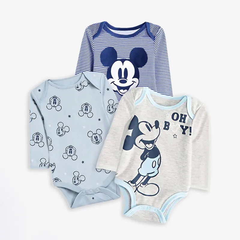 Set de 3 Bodys de Mickey Mouse - Algodón Suave (Primavera/Verano)