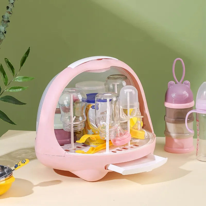 Escurridor de Biberones con Tapa Antipolvo | Caja de Almacenamiento Higiénica y Multiusos