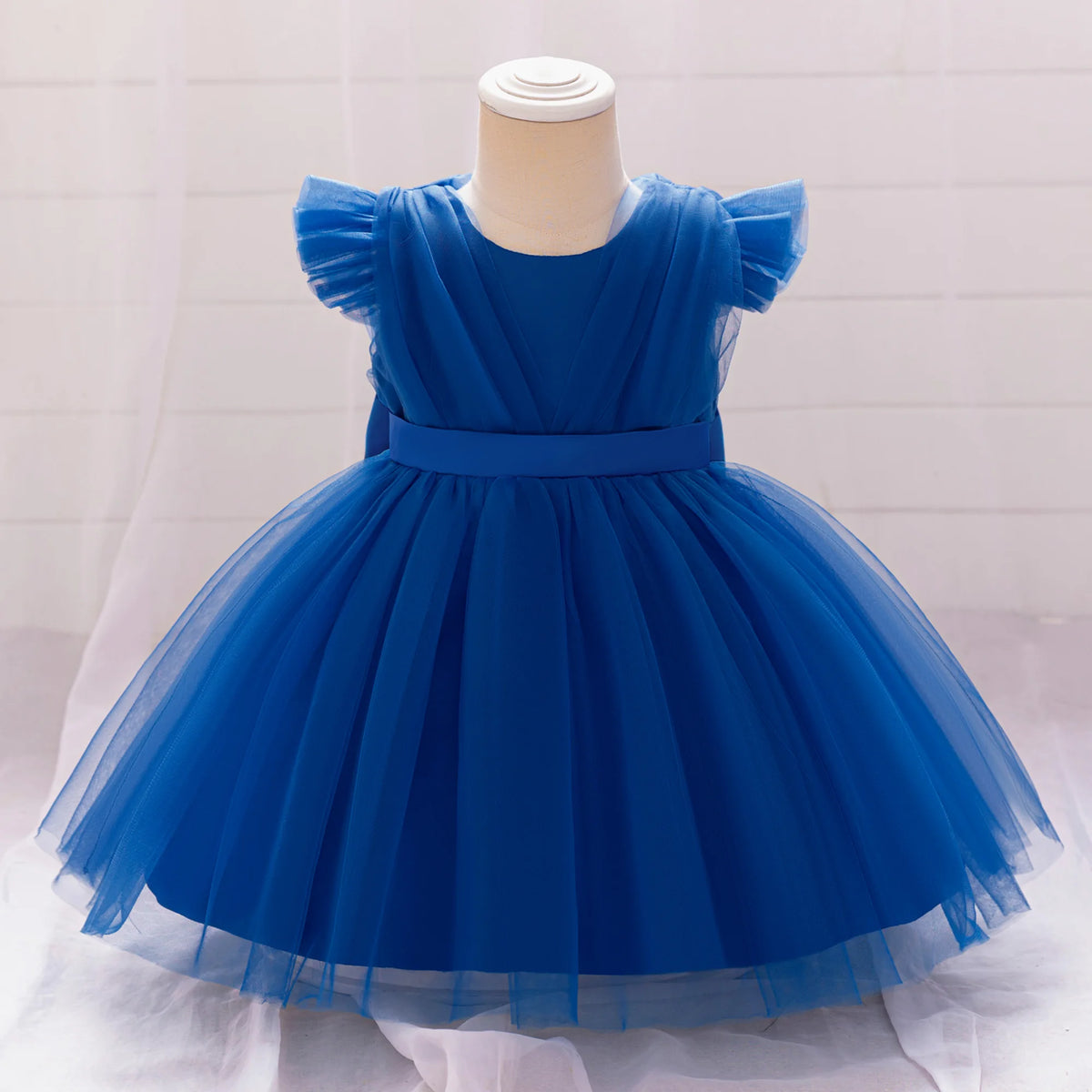 Vestido de Fiesta para Bebé: Falda de Malla con Mangas de Vuelo (6M-3T)