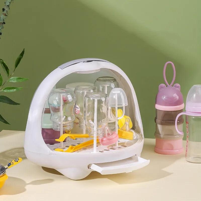 Escurridor de Biberones con Tapa Antipolvo | Caja de Almacenamiento Higiénica y Multiusos