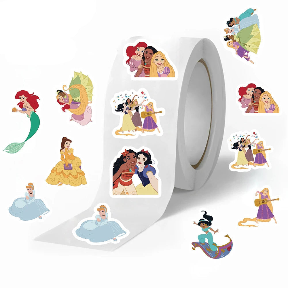 Rollo de 500 Pegatinas de Princesas Disney| Decoración DIY y Recompensas