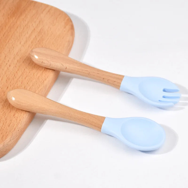 Set de Cubiertos de Entrenamiento – Silicona y Madera