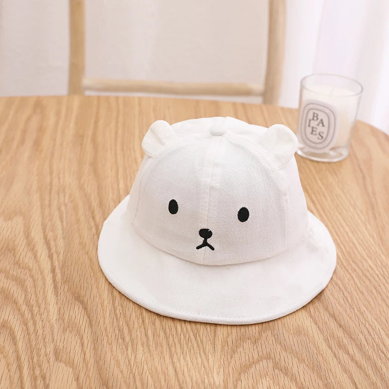Gorro para el sol tipo cubo con Orejas de Oso: Protección y Ternura (3-18 Meses)