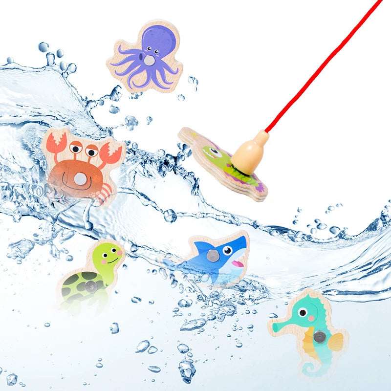 Juego de Pesca Magnética de Madera Montessori | Aprendizaje de Vida Marina