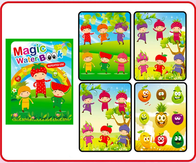 Libro Mágico para Colorear con Agua | Reutilizable 5 Páginas | Cero Desorden