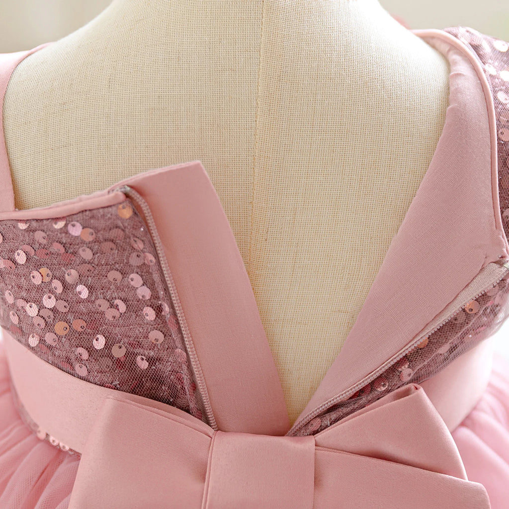 Vestido Elegante de Flores y Lentejuelas para Bebé Niña| Ideal para Bautizos y Primer Cumpleaños  (6M-3T)