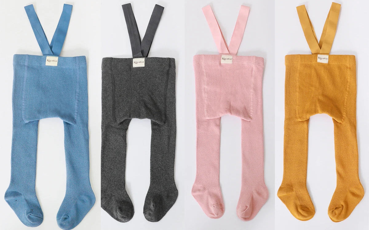 Pantimedias con Tirantes para Bebé (Unisex) - Tejido Sólido de Cintura Alta