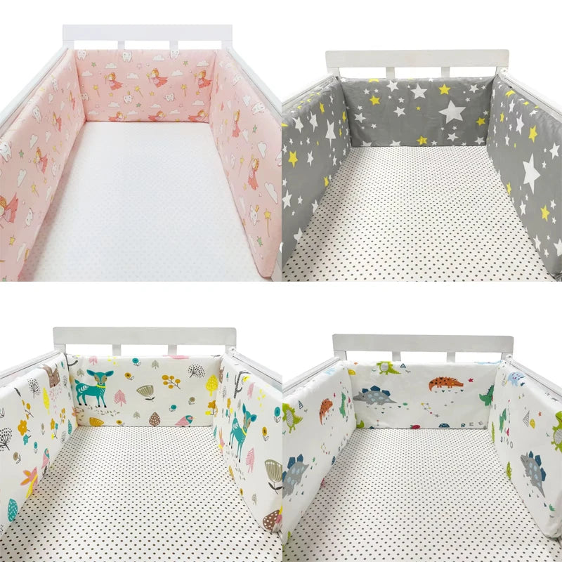 Protector de Cuna de Una Pieza con Cremallera | Parachoques Grueso y Acolchado (200x30 cm)