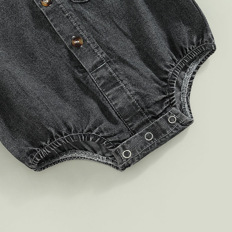 Mameluco de Mezclilla (Denim) para Bebé - Manga Corta y Cuello