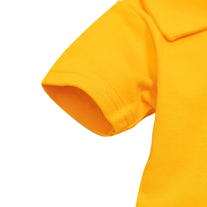 Mameluco Polo de Algodón 100% - Manga Corta y Color Sólido (0-24 Meses)