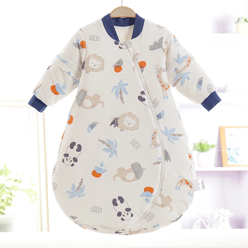 Saco de Dormir de Algodón (Grado Térmico 2.5): Mangas Largas Anti-Patadas (0-3 Años)