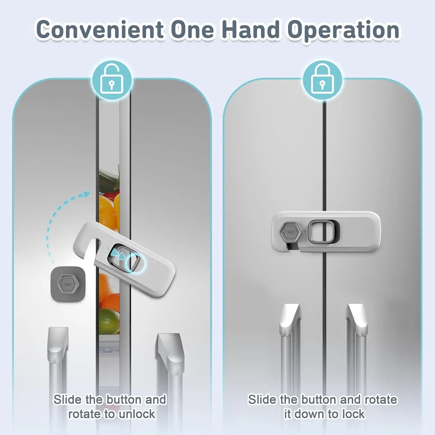 Seguros Adhesivos para Refrigerador,Congelador,cajones (6 Piezas)