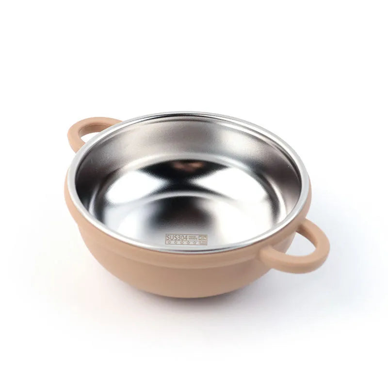 Tazón de Alimentación Dual | Acero Inoxidable Interior con Ventosa de Silicona Antideslizante