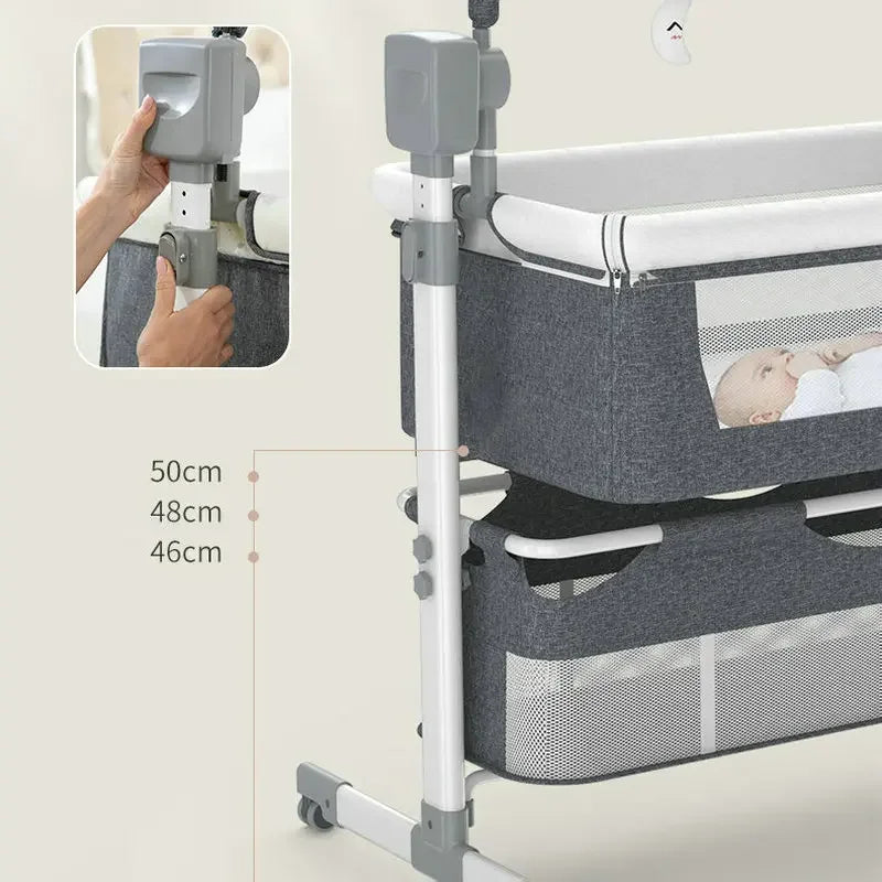 Cuna Colecho Eléctrica Multifuncional 5 en 1 (Colecho, Mecedora y Altura Ajustable)