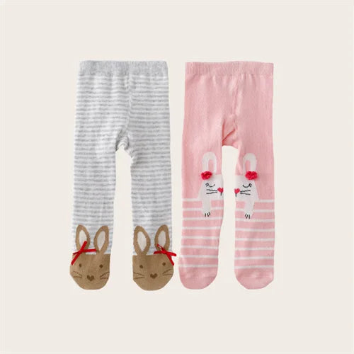 Set de 2 Pantimedias Tejidas de Algodón para Bebé Niña -(0-12M)