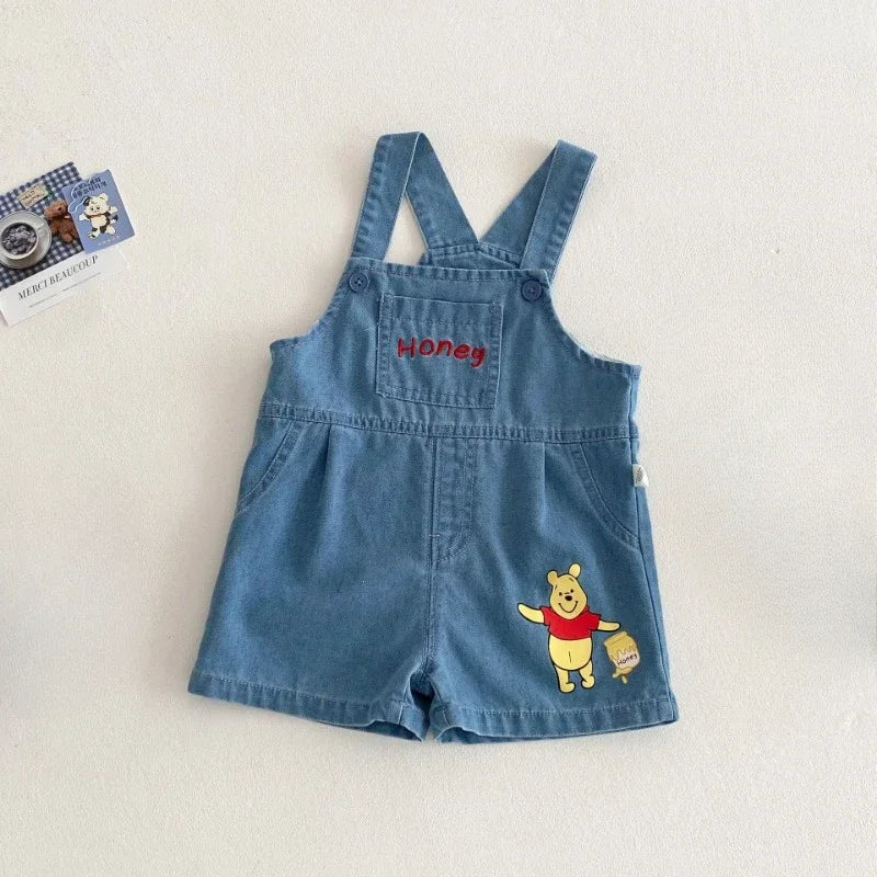 Camiseta y Short de Mezclilla con Tirantes de Winnie Pooh  (9m- 9T)