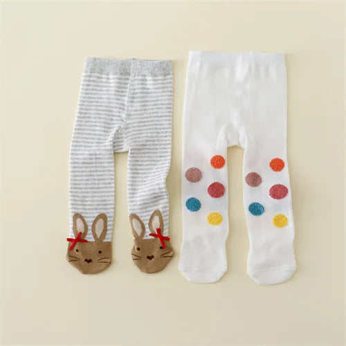 Set de 2 Pantimedias Tejidas de Algodón para Bebé Niña -(0-12M)