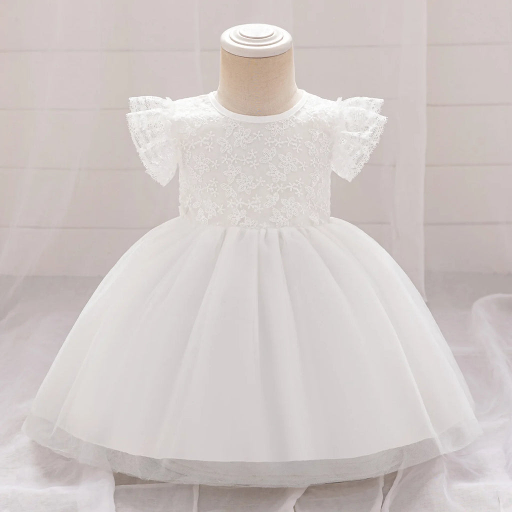 Vestido de Fiesta para Bebé: Falda de Malla con Mangas de Vuelo (3-24m)