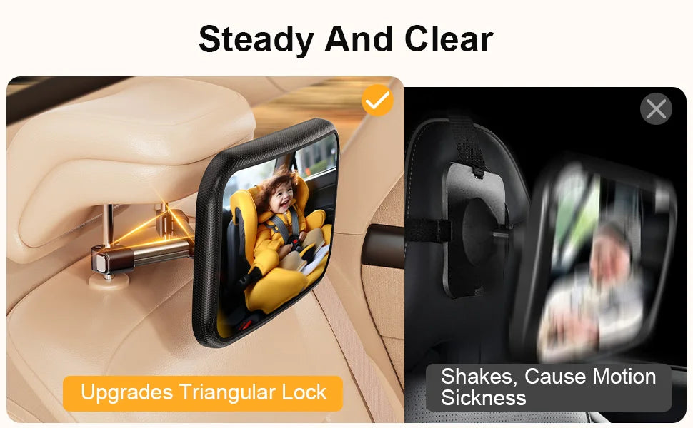 Espejo de Observación de bebé para Asiento de Coche (Diseño de Gancho y Clip)