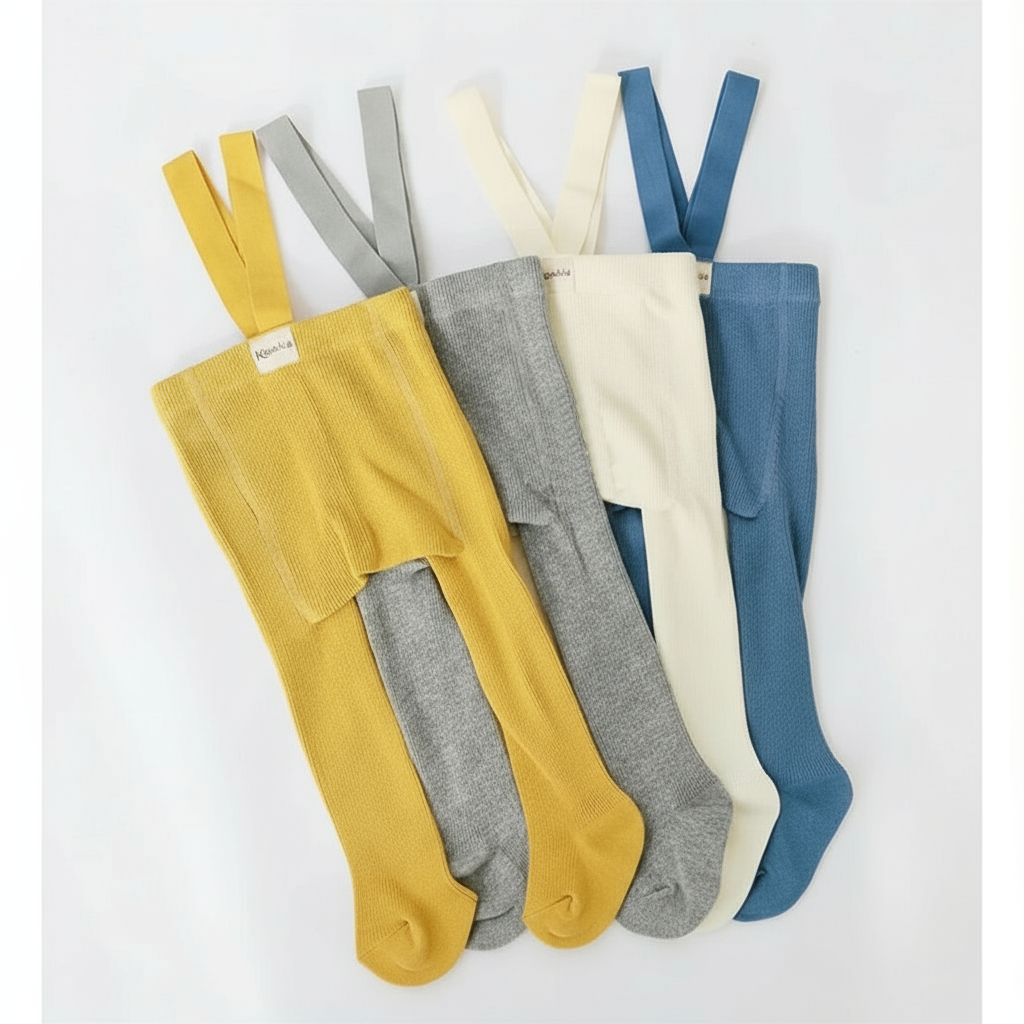 Pantimedias con Tirantes para Bebé (Unisex) - Tejido Sólido de Cintura Alta