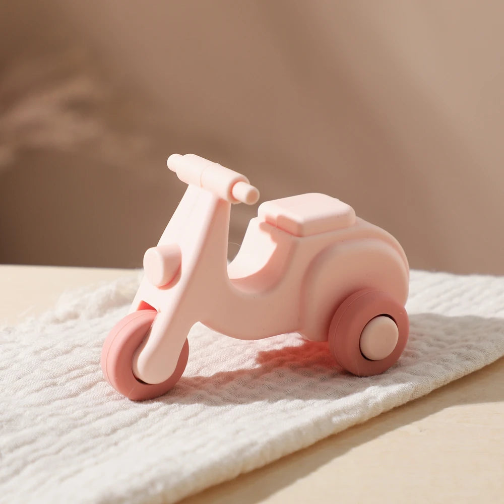 Coche de Juguete Montessori de Silicona | 2-en-1 Mordedera y Juguete Educativo