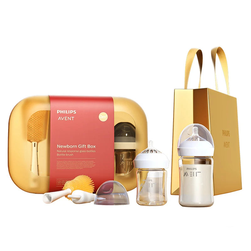Set de Regalo Philips Avent para Recién Nacidos | Biberones de Vidrio Puro y Cepillo 3 en 1