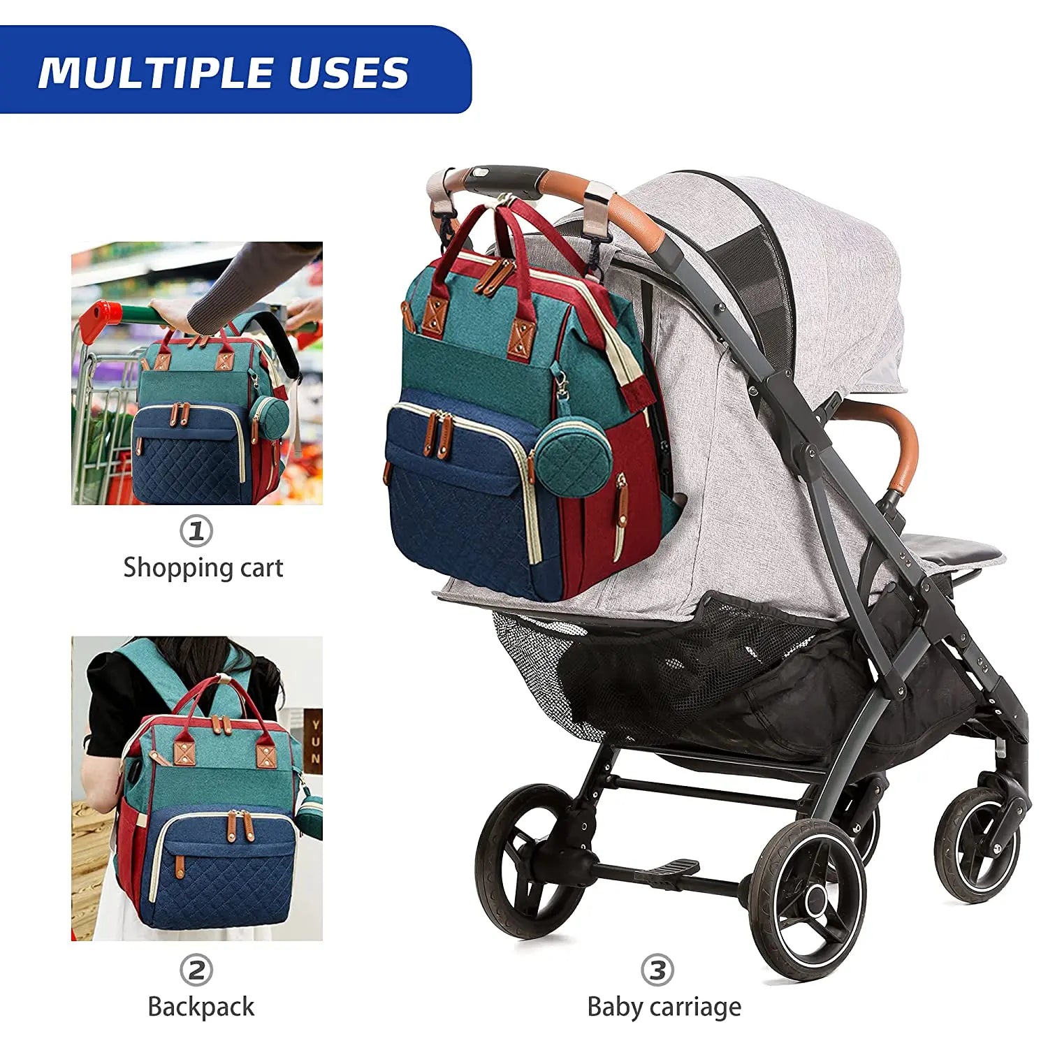 Pañalera Convertible a Cuna Colecho Portátil | Impermeable, Térmica y con Puerto USB